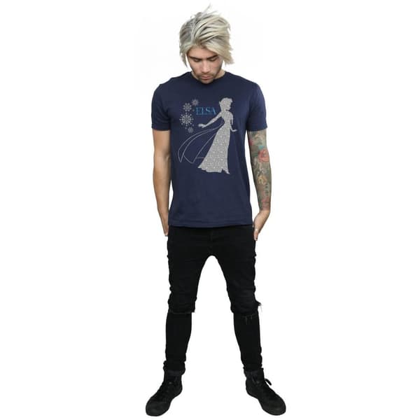 Disney Mens Frozen Elsa Christmas Silhouette T-Shirt
