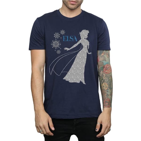 Disney Mens Frozen Elsa Christmas Silhouette T-Shirt