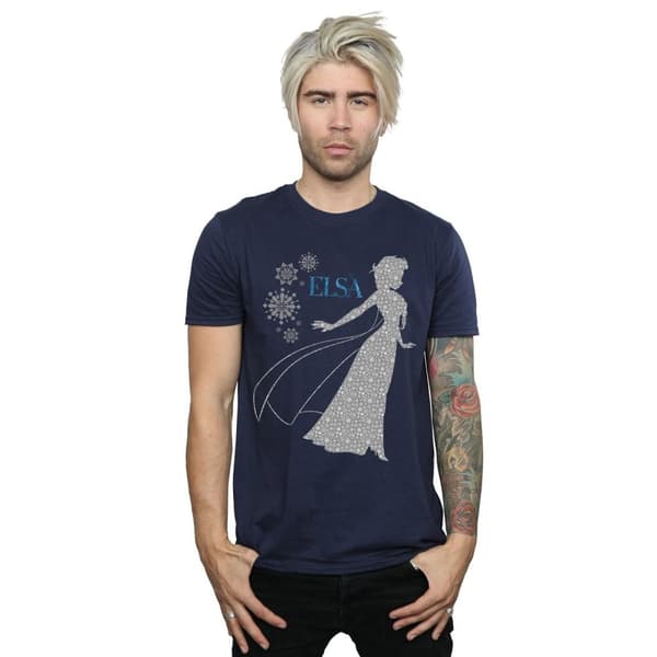 Disney Mens Frozen Elsa Christmas Silhouette T-Shirt