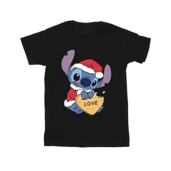 Disney Mens Lilo And Stitch Christmas Love Biscuit T-Shirt
