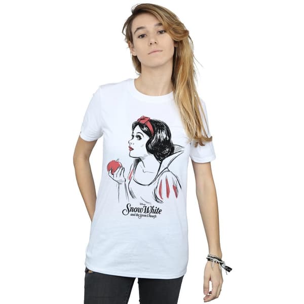 Disney Womens/Ladies Snow White Apple Sketch Cotton Boyfriend T-Shirt