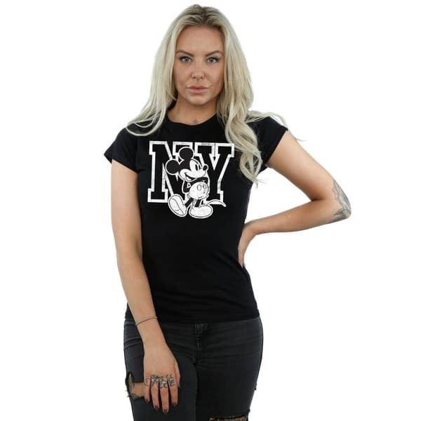Disney Womens/Ladies Mickey Mouse NY Kicking Cotton T-Shirt