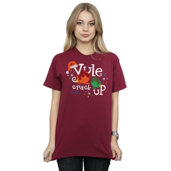 National Lampoon´s Christmas Vacation Dam/Tjej - Yule Crack Up Boyfriend-T-shirt i bomull
