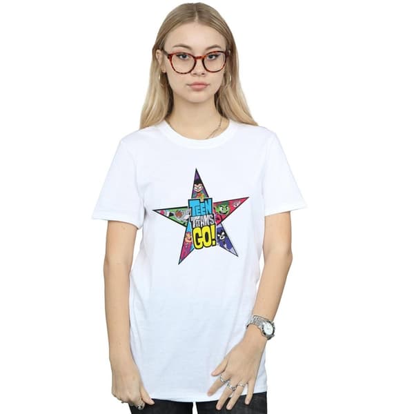 DC Comics Dam/Tjej Teen Titans Go Star Logo Boyfriend T-shirt i bomull