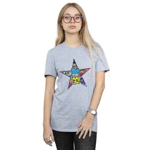 DC Comics Dam/Tjej Teen Titans Go Star Logo Boyfriend T-shirt i bomull