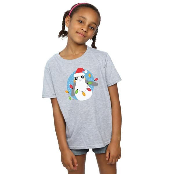 Star Wars Girls The Last Jedi Porg Christmas Lights T-shirt i bomull