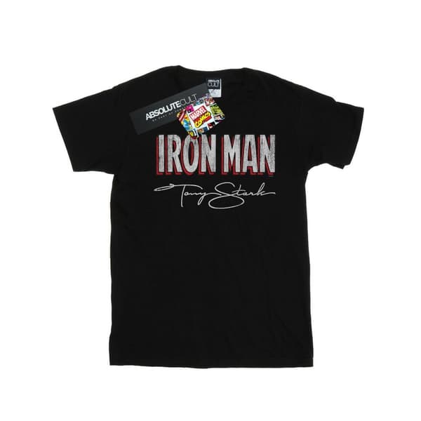 Marvel Iron Man AKA Tony Stark T-shirt i bomull för flickor Black 7-8 Years
