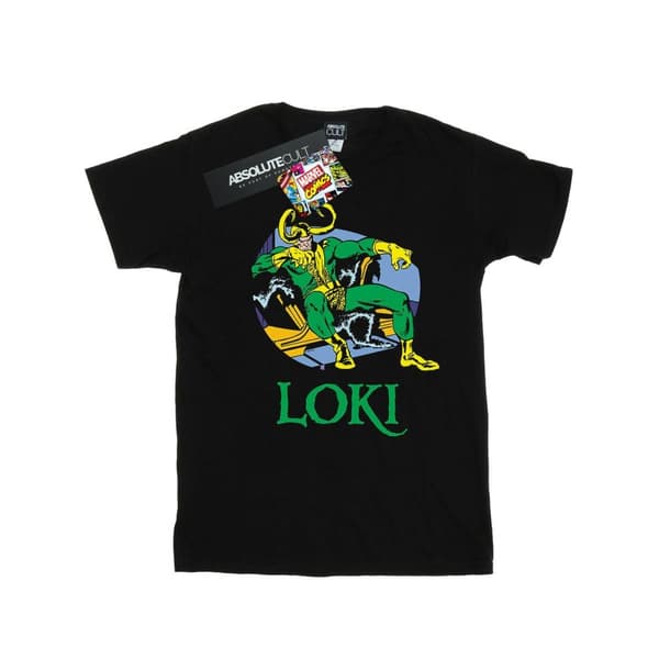 Marvel Womens/Ladies Loki Throne Cotton Boyfriend T-Shirt Black 5XL
