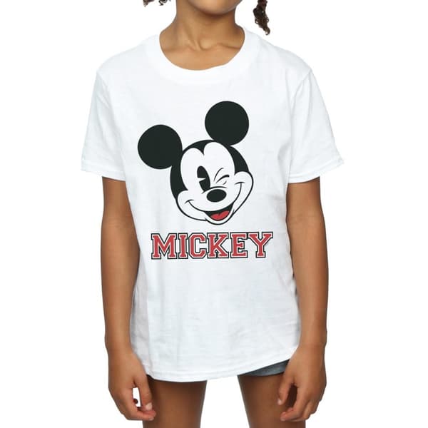 Disney Girls Mickey Mouse Face Cotton T-Shirt
