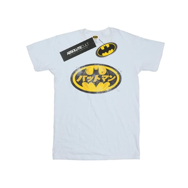 DC Comics Girls Batman Japanese Logo Yellow Cotton T-Shirt White 12-13 Years
