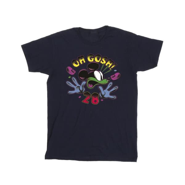 Disney Girls Mickey Mouse Oh Gosh Pop Art Cotton T-Shirt Navy Blue 9-11 Years
