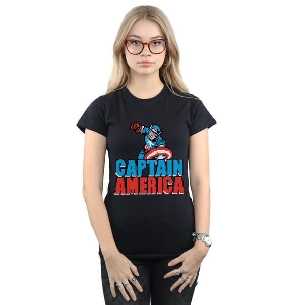 Marvel Dam/Tjej - Captain America - T-shirt i pixelerad bomull