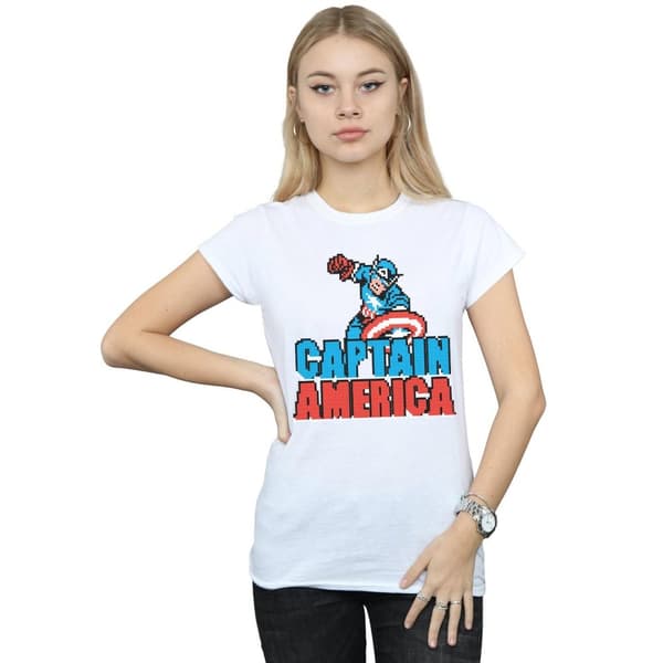 Marvel Dam/Tjej - Captain America - T-shirt i pixelerad bomull