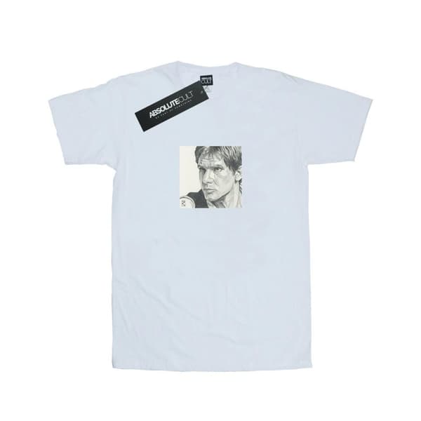 Star Wars Mens Han Solo Drawing T-Shirt White 3XL