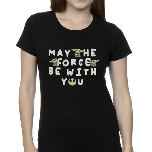 Star Wars Womens/Ladies The Mandalorian Grogu May The Force Be With You Cotton T-Shirt