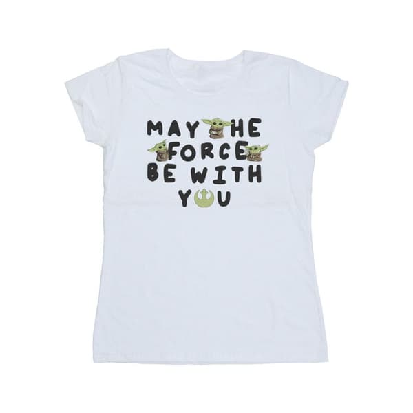 Star Wars Womens/Ladies The Mandalorian Grogu May The Force Be With You Cotton T-Shirt