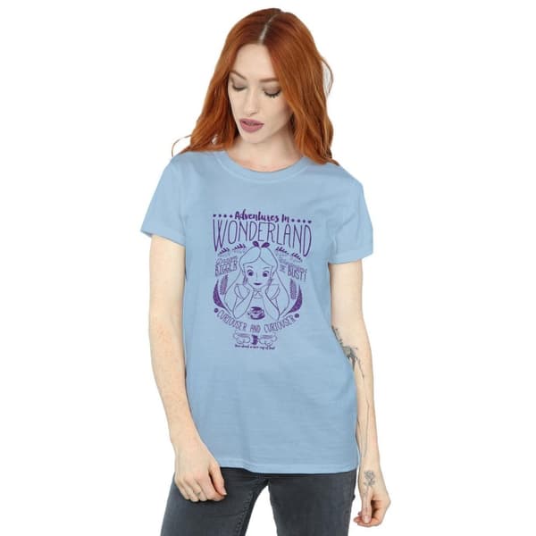 Disney Womens/Ladies Alice In Wonderland Adventures In Wonderland Cotton Boyfriend T-Shirt
