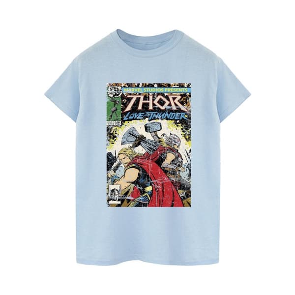 Marvel Dam/Tjej Thor Love And Thunder Vintage Poster Bomull Boyfriend T-shirt Baby Blue L