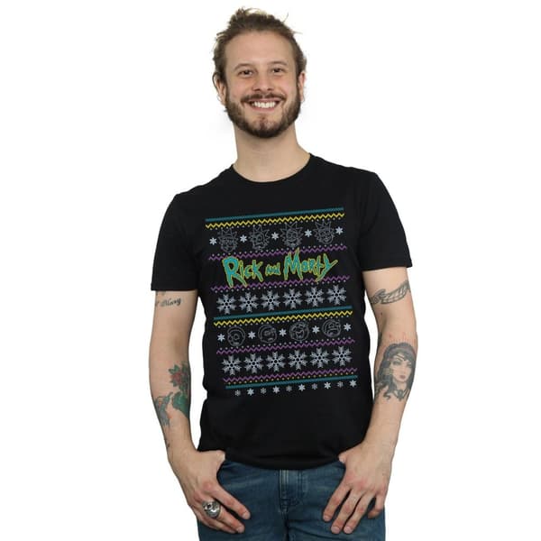 Rick And Morty Mens Christmas Faces T-Shirt