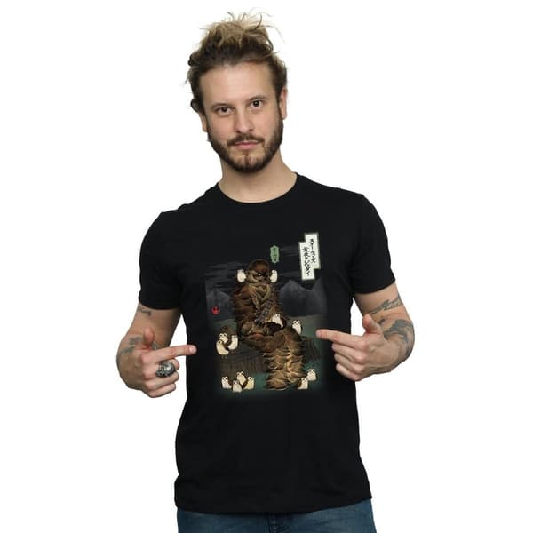 Star Wars Mens The Last Jedi Japanese Chewbacca Porgs T-Shirt