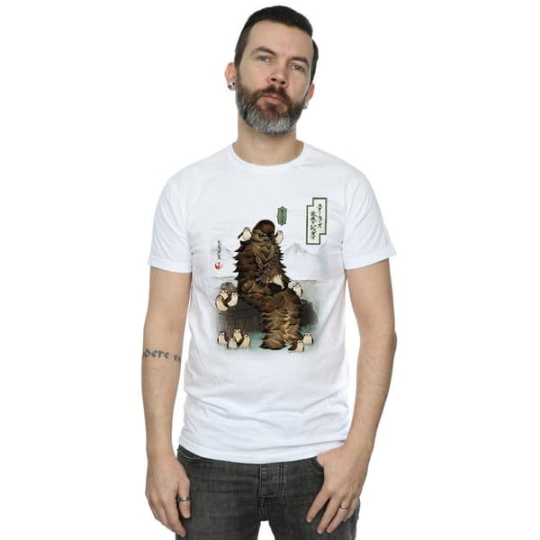 Star Wars Mens The Last Jedi Japanese Chewbacca Porgs T-Shirt