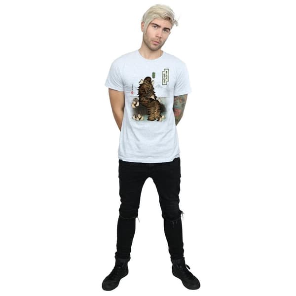 Star Wars Mens The Last Jedi Japanese Chewbacca Porgs T-Shirt