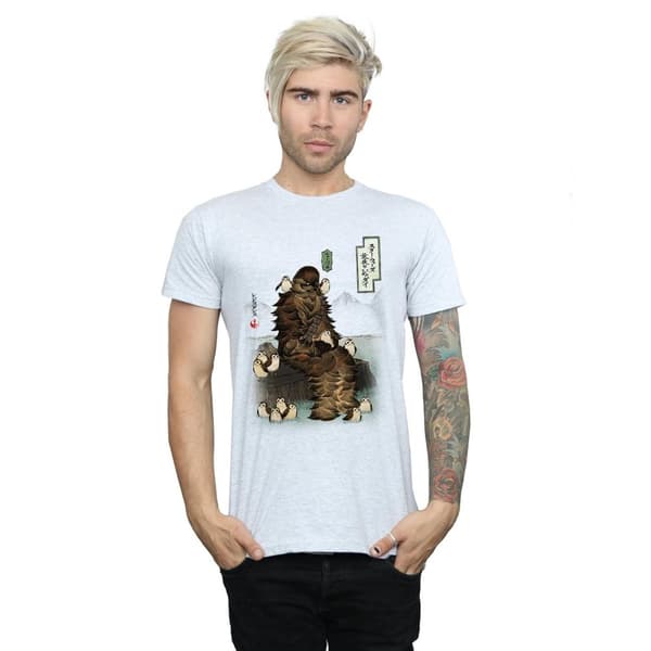 Star Wars Mens The Last Jedi Japanese Chewbacca Porgs T-Shirt