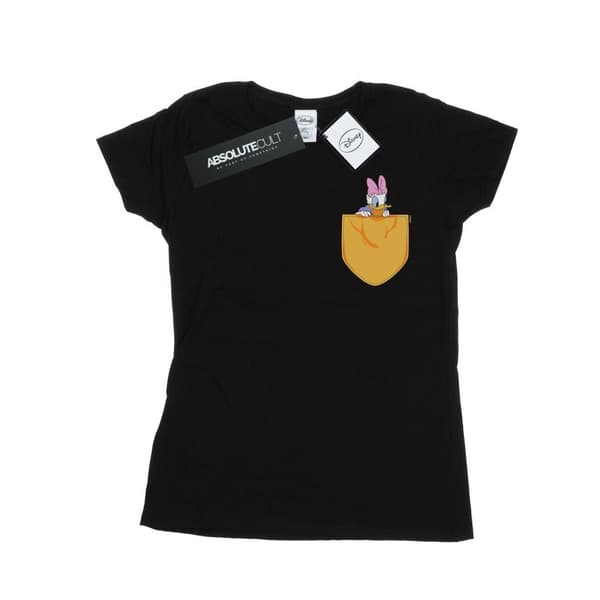 Disney Dam/Tjej - Daisy Duck - T-shirt i bomull med fuskficka Black XXL