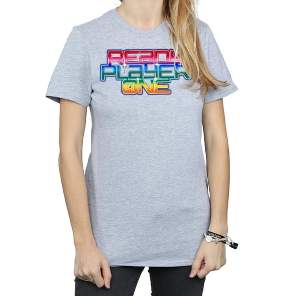 Ready Player One Womens/Ladies Rainbow Logo Cotton Boyfriend T-Shirt