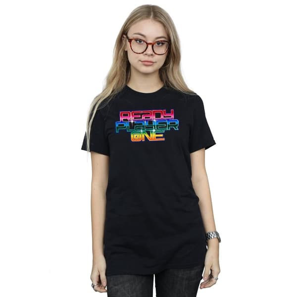 Ready Player One Womens/Ladies Rainbow Logo Cotton Boyfriend T-Shirt
