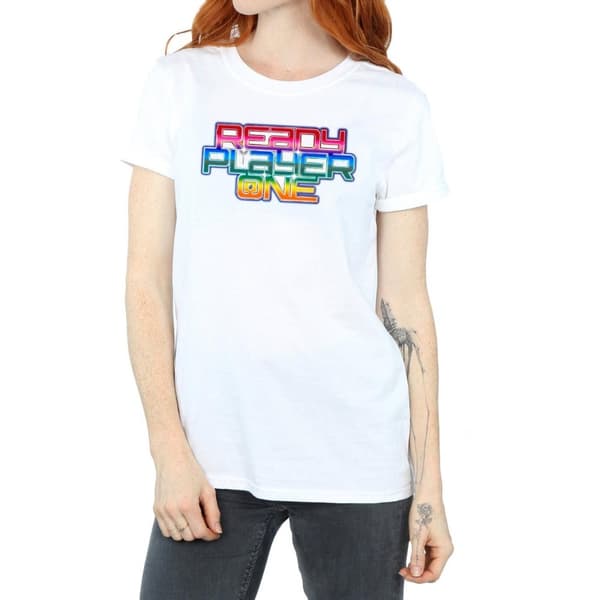 Ready Player One Womens/Ladies Rainbow Logo Cotton Boyfriend T-Shirt