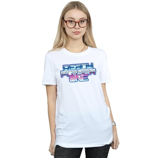 Ready Player One Boyfriend-t-shirt i bomull med gradientlogga för damer/damer