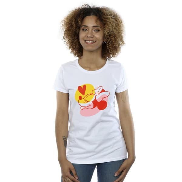 Disney Womens/Ladies Minnie Mouse Tongue Heart Cotton T-Shirt