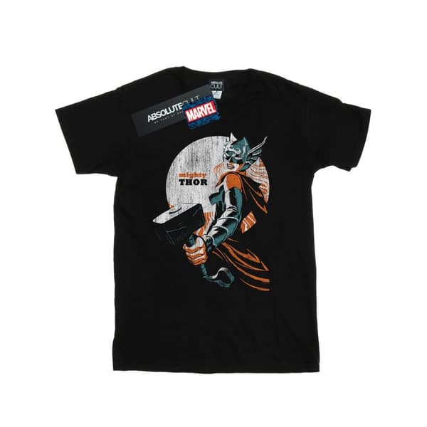 Marvel Girls The Mighty Thor Propaganda Distressed Cotton T-Shirt Black 5-6 Years