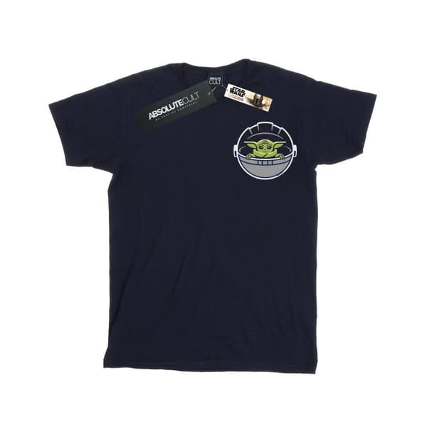 Star Wars Girls The Mandalorian The Child Drawn Breast Print Cotton T-Shirt Navy Blue 5-6 Years