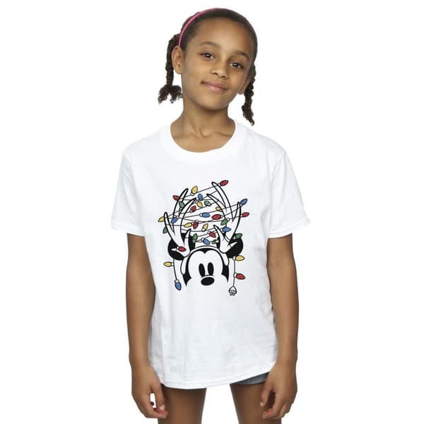 Disney T-shirt i bomull för flickor med Musse Piggs julbelysning