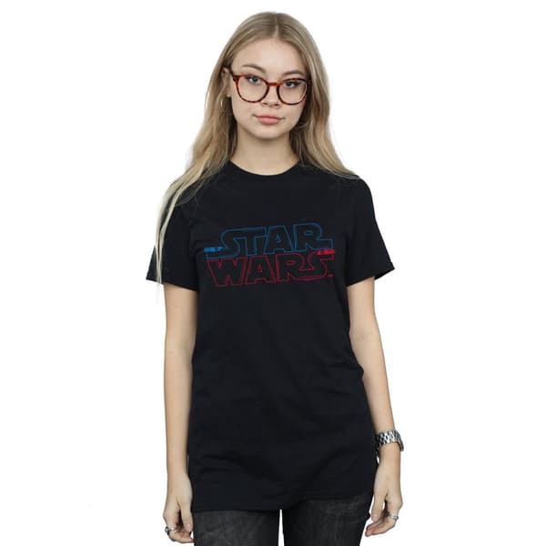 Star Wars Pojkvänst-shirt i bomull med ljussabel-logotyp för damer/damer