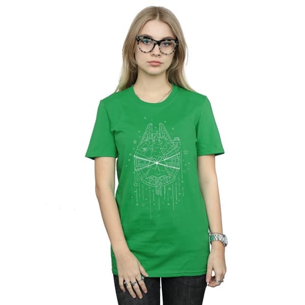 Star Wars Womens/Ladies Millennium Falcon Christmas Tree Delivery Cotton Boyfriend T-Shirt