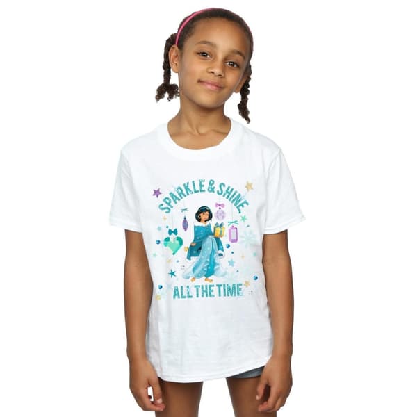 Disney Girls Princess Jasmine Sparkle And Shine Cotton T-Shirt