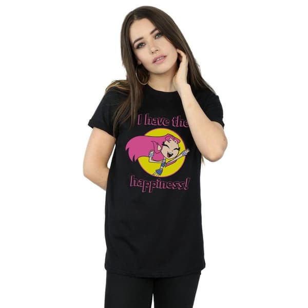 DC Comics Womens/Ladies Teen Titans Go I Have The Happiness Cotton Boyfriend T-Shirt