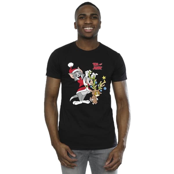 Tom & Jerry Mens Christmas Reindeer T-Shirt