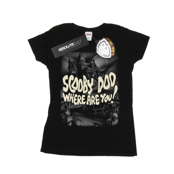 Scooby Doo T-shirt i bomull för kvinnor/damer - Scary Castle Black S