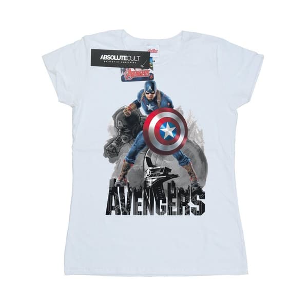 Marvel Dam/Tjej - Captain America - Action Pose - Bomulls-T-shirt