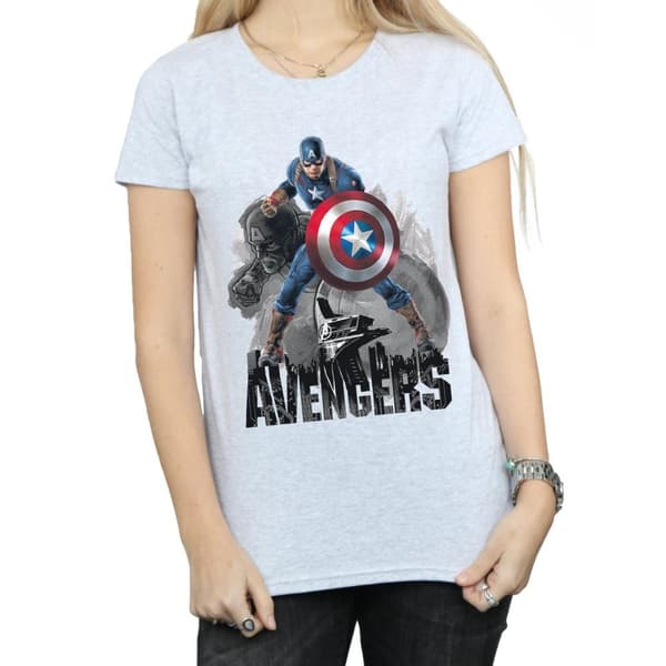 Marvel Dam/Tjej - Captain America - Action Pose - Bomulls-T-shirt