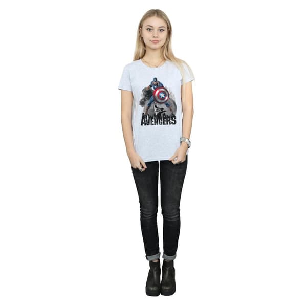 Marvel Dam/Tjej - Captain America - Action Pose - Bomulls-T-shirt