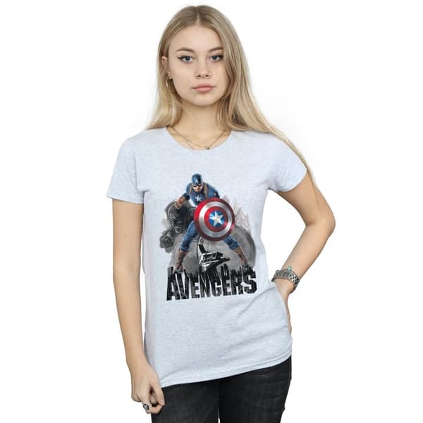 Marvel Dam/Tjej - Captain America - Action Pose - Bomulls-T-shirt