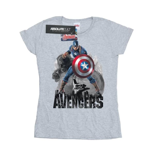 Marvel Dam/Tjej - Captain America - Action Pose - Bomulls-T-shirt