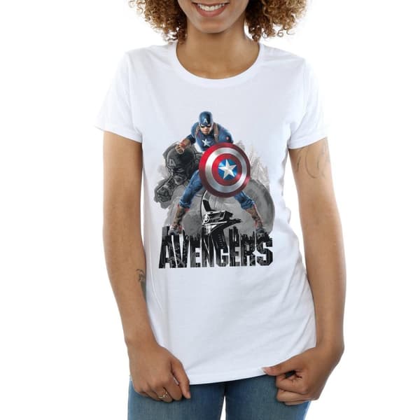 Marvel Dam/Tjej - Captain America - Action Pose - Bomulls-T-shirt
