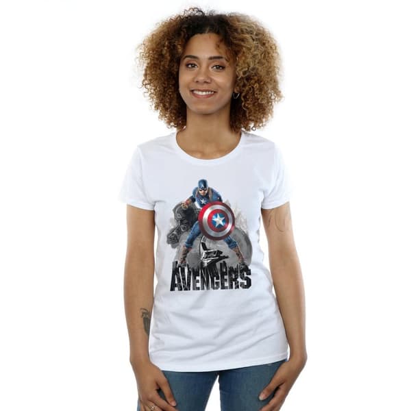 Marvel Dam/Tjej - Captain America - Action Pose - Bomulls-T-shirt