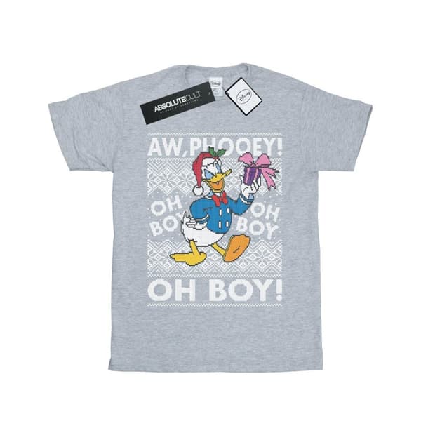 Disney Womens/Ladies Donald Duck Christmas Fair Isle Cotton Boyfriend T-Shirt